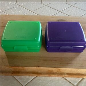 Tupperware Green and Purple Food Storage Containers